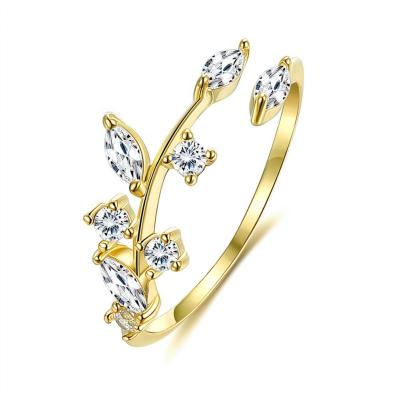 China Elegant Design High Quality 925 Sterling Silver Adjustable Size Vines Ring With Zircon for sale