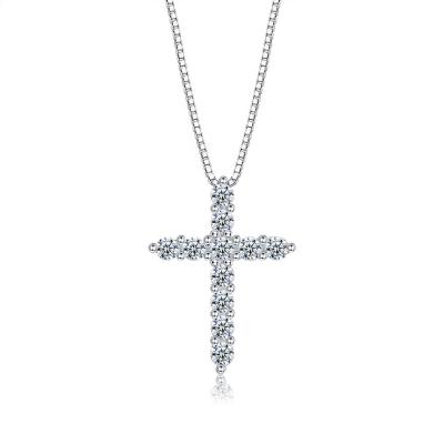 China High Quality Hot Selling Sterling Silver Material Cubic Zirconia Diamond Cross Jewelry Pendant Necklaces for sale