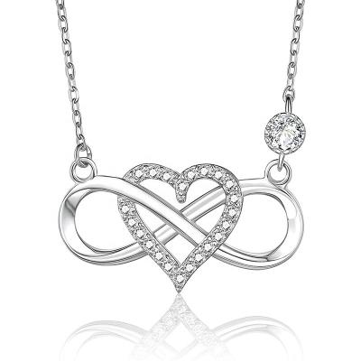 China High Quality Factory Price S925 Sterling Silver Heart Shaped Infinity Love Knot Necklaces for sale