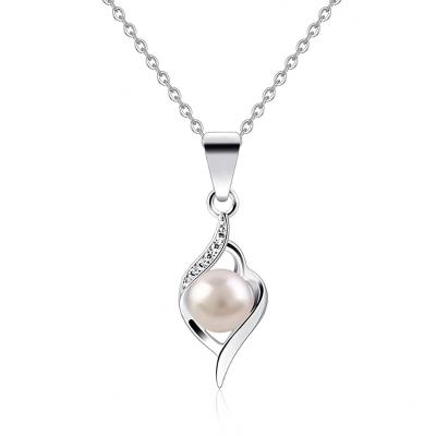 China Fashion CZ Diamond Women Pearl Jewelry High Quality Nickel Free Sterling Silver Freshwater Freshwater Necklace for sale