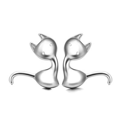 China TRENDY Hot Sale 925 Sterling Silver Cartoon Cat Stud Earrings Jewelry for sale