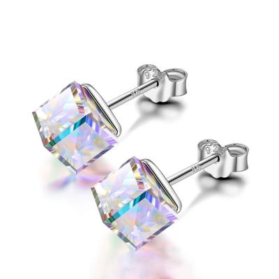 China 925 Sterling Silver Wholesale TRENDY Fashion Crystal Stud Earrings For Women for sale