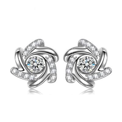 China FASHIONABLE creative sterling silver diamond inlay swirl stud earrings for sale