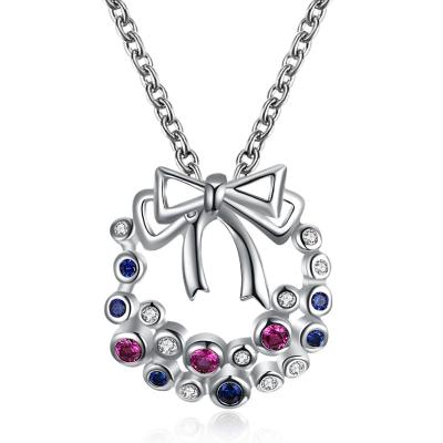 China High Quality Fashion Bowknot Zircon Flower Pendant For Christmas Gift Necklaces for sale