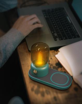 China Modern Customized Indoor Modern Glass + ABS Bedside Table Lamp With Wireless Charging for sale