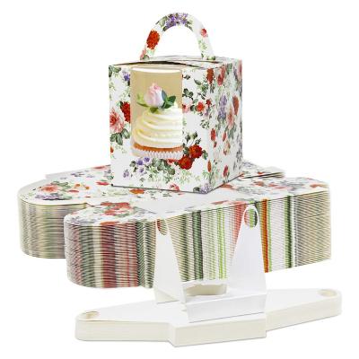 China Repurposed Materials Rose Cupcake Paper Boxes For Wedding Birthday Party Picnic Cake With Window Handle for sale