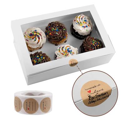 China Recyclable Custom Logo Printed White Cake Box + Sticker for sale