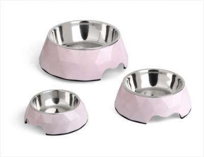 China Automatic Small Size Plastic Pet Bowls Pet Bowl With Anti - Skid Diamond Shape for sale