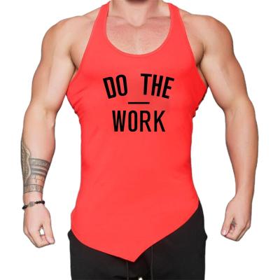 China QUICK DRY Mens Muscle Fitted Graphic Running Main Back Tank Outdoor Running Gym Tops 100% Cotton Summer Sleeveless Vest for sale