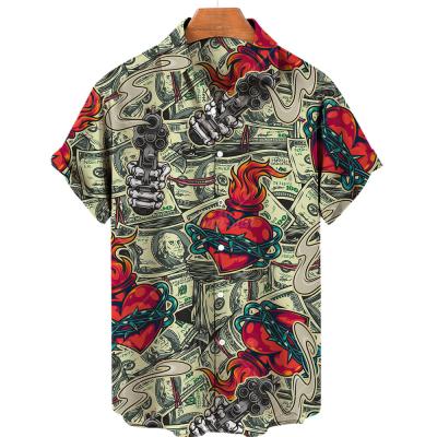 China Anti-pilling Men Short Sleeve Full Print Beach Shirts Custom Designing Casual Beach Wear Summer Fashion Street Shirts Buttons Up Mens Shirts à venda