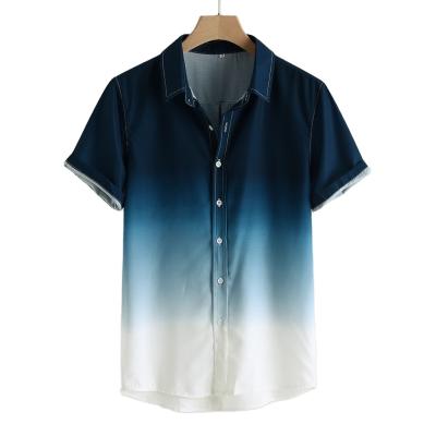 Chine Anti-pilling Men Cool Slim Beach Shirts Sublimation Print Hawaii Shirts Custom Gradient Color Shirts Manufacturer à vendre