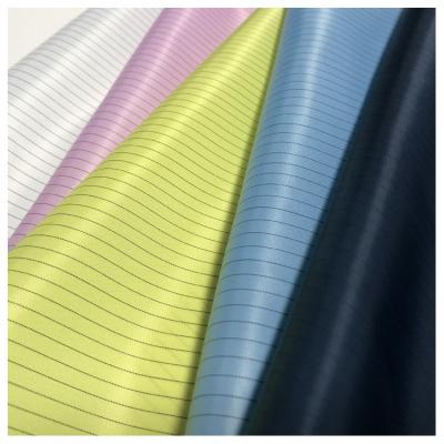 China China Supplier Wholesale Anti-Static Pongee Fabric Stripe Polyester Memory ESD Electrostatic Clothing Fabric for sale