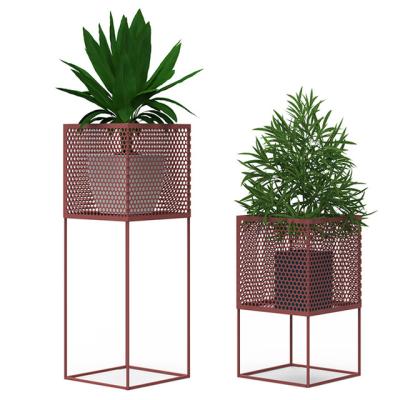 China Nordic Creative Eco-Freindly Wrought Iron Flower Rack Metal Grid Plant Stand for sale