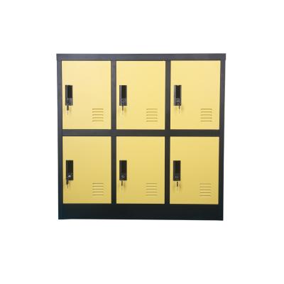 China Office 6 Top Door Yellow Color Metal Filing Cabinet Vending Storage Locker Cabinet for sale