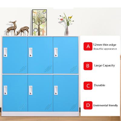 China 2020promotion eco-friendly office home and school locker cabinet with 6 doors blue yellow white color for sale