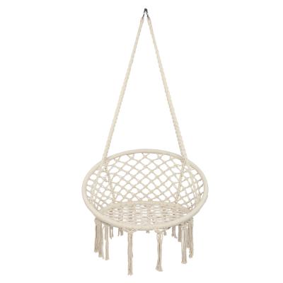 China 5-7 Ring Days Modern Outdoor Round Sling Cotton Iron Cotton Hanging Chair Furniture Beige Hanging Door-to-Door Carton for sale