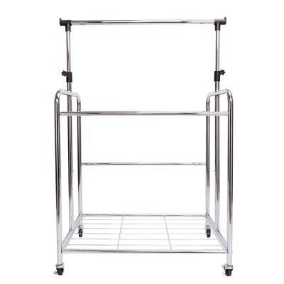 China Handles Four Section Electrode Laundry Sorter With Hanging Bar Silver Edge And Beige for sale