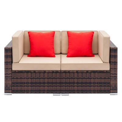 China Modern Fully Equipped Weaving Rattan Sofa Set With Corner Sofas 2pcs Brown Gradient for sale