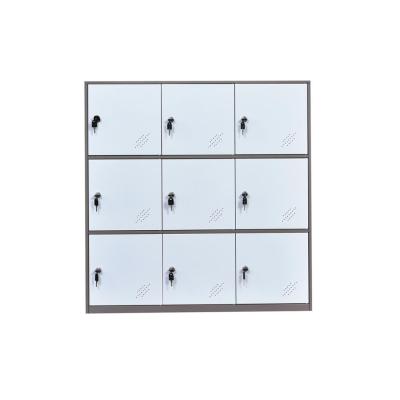 China Steel Home Furniture Wardrobe Lockerbox Top Sale 9 Door Bedroom Metal Modern Customized Color Key Lock 0.098 0.6mm RAL for sale