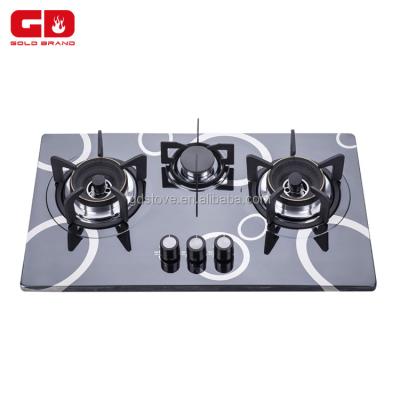 China Ceramic / Glass Colored Tempered Glass 3 Burner Gas Hob Which Make In Zhongshan for sale