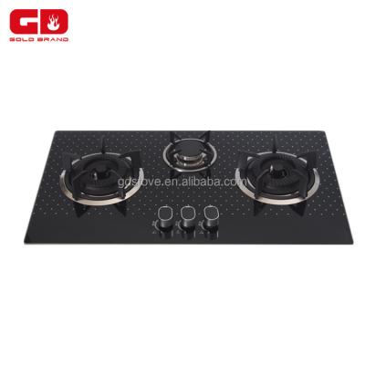 China Ceramic / Glass 3 Burner Gas Cooker Built In Gas Hob Stove Solar Burners Gas Cooker for sale