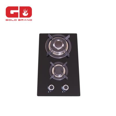 China Two Burner Ceramic / Glass Gas Stove With 8mm Tempered Glass Panel for sale