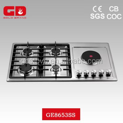 China Stainless Steel Top Selling 33 Inch Stainless Steel Gas Range With Electric Hotplate / 5 Burner Cast Iron Electric Grill Convenient Gas Hob for sale