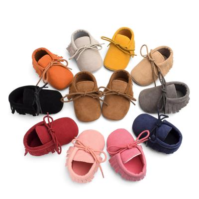 China Lightweight Popular Baby Spring Shoes With Cute Tassel Nubuck 0-1 Year Old Lace-up Baby Shoe for sale