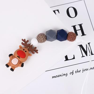 China Toy Creative Teething Beads Christmas Soft Theme Baby Teether Pendant Rattle for sale