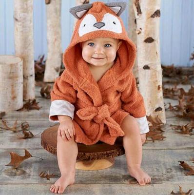 China New Design Fox Baby Animal Design Safe Hooded Towel For Pajama Kids for sale