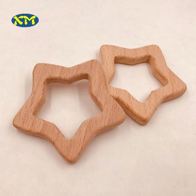 China Soft Toy Infant Teething Accessories Beech Wood DIY Five Star Teething Teether Toys Accessories for sale