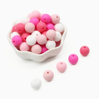 China Baby Teething Toys 9-20mm Round Nursery Silicone Beads DIY Accessories Baby Teething Chain Beads for sale