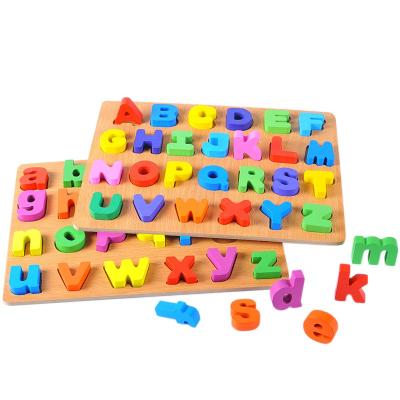 China Cartoon Toy Early Learning Abc Educational Montessori Letter Blocks Wooden 3D Alphabet Puzzle for sale