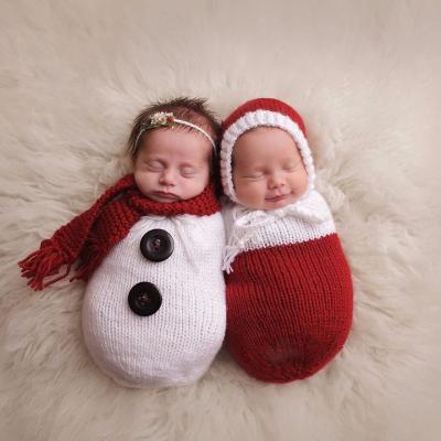 China Plush Snowman Design Knitted Handmade Baby Sleeping Bag Baby Photo Props Outfit for sale