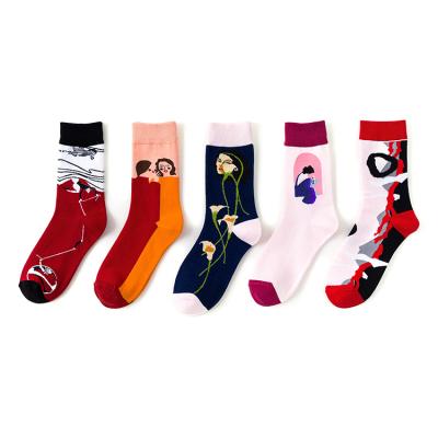 China Hot Selling Antibacterial Colors Mid-tube Man And Woman Socks Fashion Design Happy Socks for sale