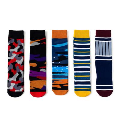 China Antibacterial Colorful Combed Cotton Happy Dress Socks With Your Own Designs for sale