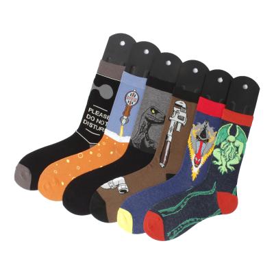 China New HJ QUICK DRY Custom Logo Socks Fashion Colorful Happy Socks Men Dress Crew Cotton Socks for sale