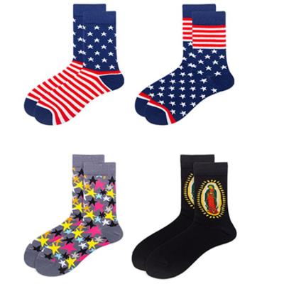 China Wholesale Popular Design Antibacterial Cotton Knitted Happy Crew Socks Men Custom Socks Happy Socks Men for sale