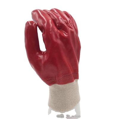 China Anti-slip Antacid And Anti-alkali Red PVC Coated Gloves Oil Resistant Gloves for sale