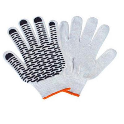 China Comfortable cotton knitted seamless gloves with PVC dots for sale