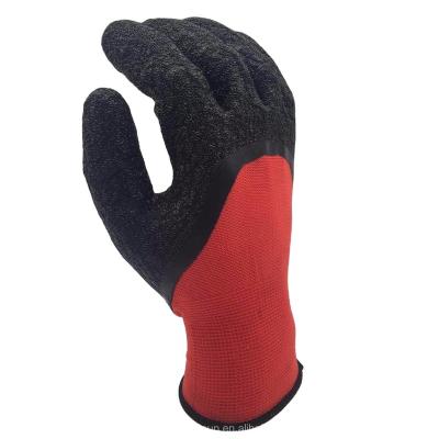 China Wrinkle anti slip work glove en388 13gauge polyester lined latex coated gloves for sale