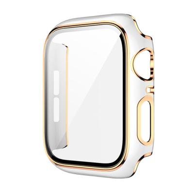 China Custom 45mm Protective Plate PC Frame Protector Glass Case For Apple Watch Case 7 6 Series for sale