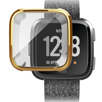 China Luxury Soft Daily Wear Electroplate TPU Screen Protector Smart Watch Case Cover For Fitbit Versa Case Strap for sale