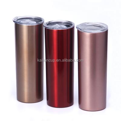 China China PORTABLE Wholesale Stainless Steel 20oz Double Wall Multi-colors Skinny Tumbler With Straw for sale