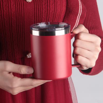 China Viable Wholesale 12oz Stainless Steel Vacuum Insulation Mug Heat Insulation Cup Christmas Travel Tumbler With Handle for sale