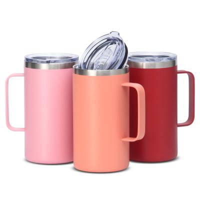 China Sustainable High Quality 12oz &14oz Insulated Double Wall Thermo Stainless Steel Custom Coffee Mugs With Lids And Straw for sale