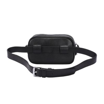 China Fashion Customization Belt Bag Blu Flut Waist Customize Design Black Full Grain Waist Bag Genuine Leather OEM Design/Waist Bags for sale