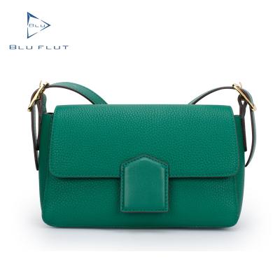 China New Fashion Madame Blu Flut Leather Ladies Bag Full Grain Leather Women Shoulder Bag Sling Bags Cowhide Black Green Skin for sale