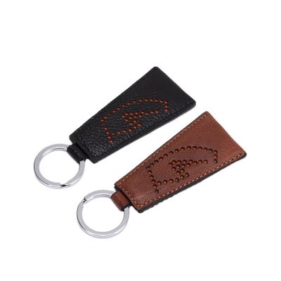 China Replace Customized Car Key Chain Ring Genuine Leather Blu Flut Metal Logo Car Key Chain Ring for sale