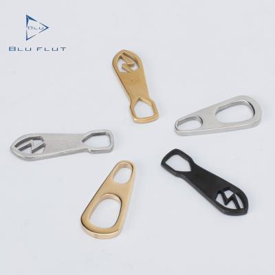 China Nickel Free Custom Zipper Puller For Garment Steel Zipper Pull Engrave Logo For Bags Luggage for sale